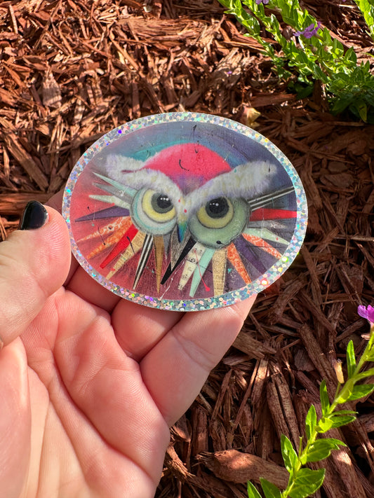 Owl glitter sticker